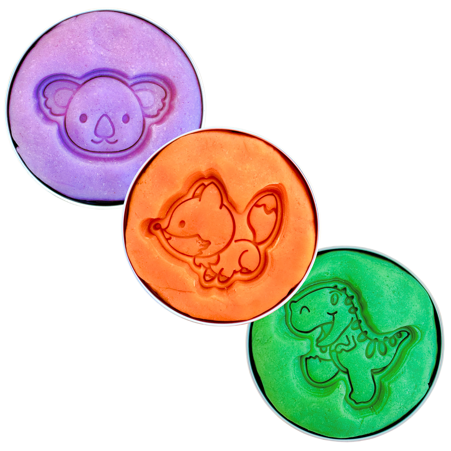 Three-pack purple-orange-dark green 3x150g