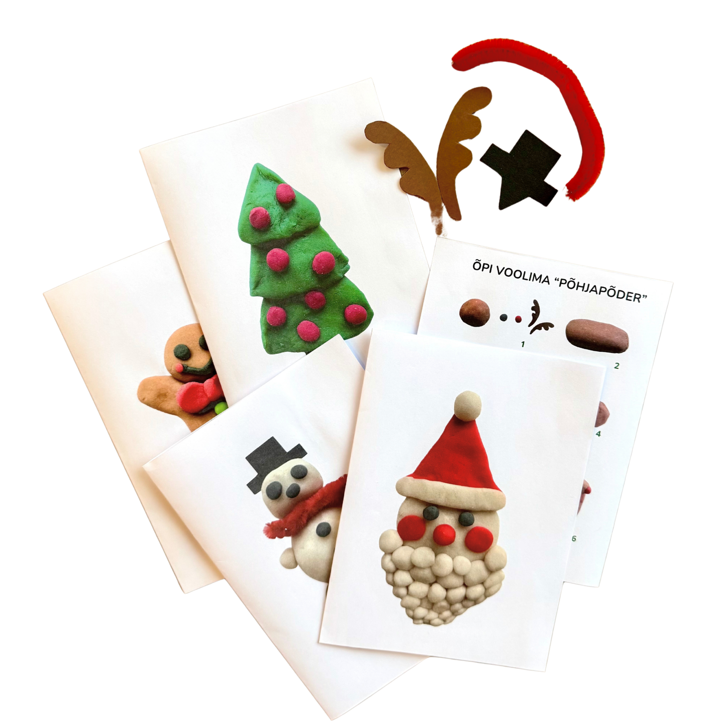 Jõuluteemalised voolimise õppekaardid 5tk